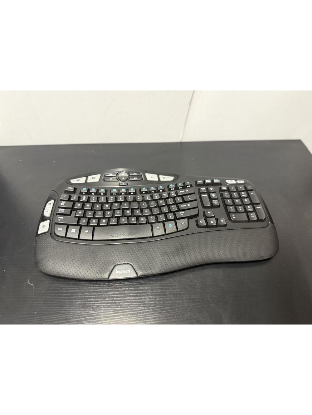 Logitech K350 Wave Wireless Keyboard Ergonomic 2.4GHz USB Black PC No Doggle